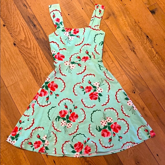 Heart of Haute Elizabeth Adjustable Strap Pin Up Vtg Inspired Dress Cotton SMALL - Picture 1 of 12